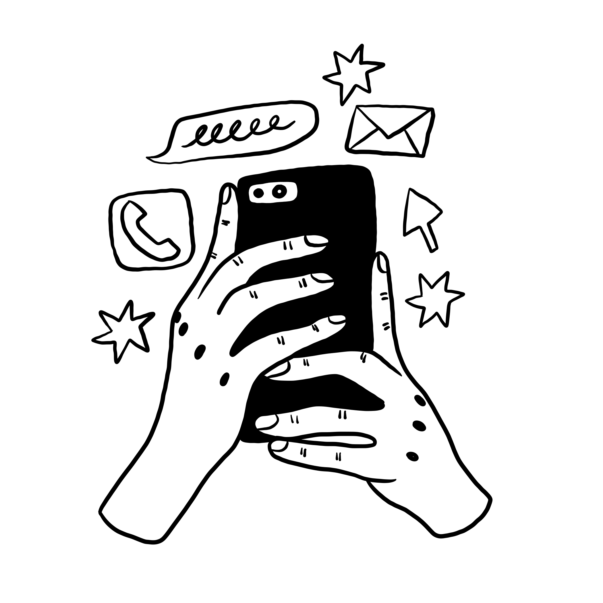illustration of a hand texting on a phone