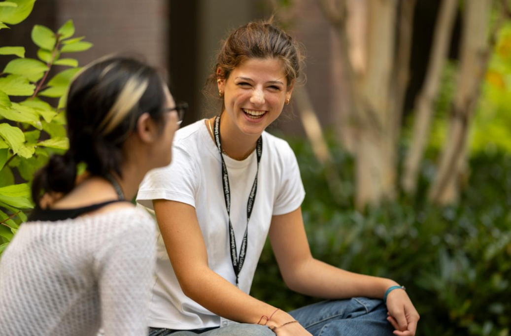 Two students having a chat